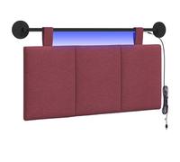 vidaXL Cabecero Colgante con luz LED Rojo Vino Tela, Arte de Pared para Dormitorio, cabecera Rectangular Moderna, Panel Acolchado de Rayas, Decor Moderno Que Ahorra Espacio