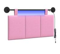 vidaXL Cabecero Colgante con luz LED Rosa Tela, Arte de Pared para Dormitorio, cabecera Rectangular Moderna, Panel Acolchado de Rayas, Decor Moderno Que Ahorra Espacio