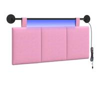 vidaXL Cabecero Colgante con luz LED Rosa Tela, Arte de Pared para Dormitorio, cabecera Rectangular Moderna, Panel Acolchado de Rayas, Decor Moderno Que Ahorra Espacio