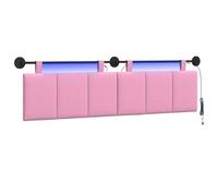 vidaXL Cabecero Colgante con luz LED Rosa Tela, Arte de Pared para Dormitorio, cabecera Rectangular Moderna, Panel Acolchado de Rayas, Decor Moderno Que Ahorra Espacio