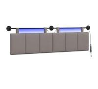 vidaXL Cabecero Colgante con luz LED Topo Tela, Arte de Pared para Dormitorio, cabecera Rectangular Moderna, Panel Acolchado de Rayas, Decor Moderno Que Ahorra Espacio