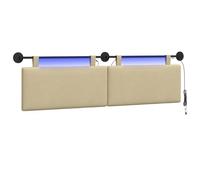 vidaXL Cabecero Colgante con luz LED Verde Claro Gris Tela de Pana, Cabecero Moderno Rectangular, Suave tapizado, Respaldo Ajustable, Mueble Que Ahorra Espacio