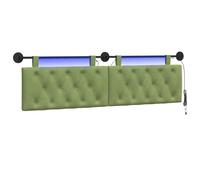 vidaXL Cabecero Colgante con luz LED Verde Claro Terciopelo, Cabecera Moderna para Dormitorio, tapizada en Terciopelo, de Madera, Ahorra Espacio y es Decorativa