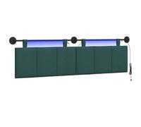 vidaXL Cabecero Colgante con luz LED Verde Oscuro Tela, Arte de Pared para Dormitorio, cabecera Rectangular Moderna, Panel Acolchado de Rayas, Decor Moderno Que Ahorra Espacio