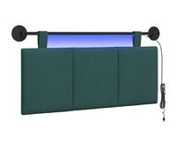 vidaXL Cabecero Colgante con luz LED Verde Oscuro Tela, Arte de Pared para Dormitorio, cabecera Rectangular Moderna, Panel Acolchado de Rayas, Decor Moderno Que Ahorra Espacio