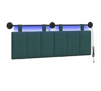 vidaXL Cabecero Colgante con luz LED Verde Oscuro Tela, Arte de Pared para Dormitorio, cabecera Rectangular Moderna, Panel Acolchado de Rayas, Decor Moderno Que Ahorra Espacio