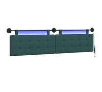 vidaXL Cabecero Colgante con luz LED Verde Oscuro Tela, Cabecera Moderna Rectangular, diseño de Pared, Decorativa Personalizable, soluciones Que ahorran Espacio
