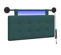 vidaXL Cabecero Colgante con luz LED Verde Oscuro Tela, Cabecero Moderno, Rectangular, Tapizado para Dormitorio, Montado En La Pared, Decoración Confortable Que Ahorra Espacio