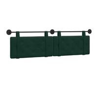 vidaXL Cabecera Colgante Verde Oscuro 170 x 55 x 5 cm Terciopelo, Cabecero Moderno Rectangular con Montaje en Pared, tapizado con Correas, y diseño Acolchado con Botones para una decoración de dormit