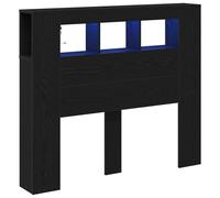 vidaXL Cabecero con almacenaje y luz LED Roble Negro 120x18,5x103,5 cm