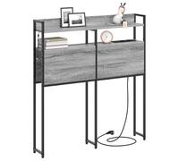 vidaXL Cabecero con Almacenamiento Gris Sonoma Madera de ingeniería, Cabecera contemporánea, diseño Moderno, Forma Rectangular, Gran Almacenamiento, Luces LED, Mueble Funcional