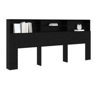 vidaXL Cabecero con Armario Roble Negro 220 x 19 x 101,5 cm, Muebles Modernos para el Dormitorio, cabecero Que Ahorra Espacio, Marco de Cama Elegante, solución de Almacenamiento Duradera