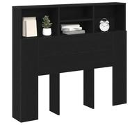 vidaXL Cabecero con armario Roble Negro Madera de ingeniería | Acabado en madera natural para darle elegancia, Estantes integrados para organizar mejor tus cosas,