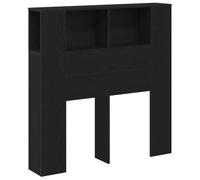 vidaXL Cabecero Negro Roble 100 x 19 x 104.5cm Madera con Soluciones de Almacenamiento Incorporadas y Estantes para Organizar Tu Dormitorio. Muebles Modernos Que Ahorra Espacio.