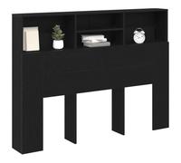 vidaXL Cabecero con Armario Roble Negro Madera de ingeniería | Dale un aire moderno a tu dormitorio, Estantes abiertos para que guardes tus cosas sin problemas,
