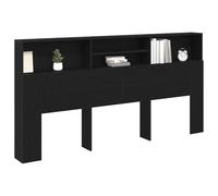 vidaXL Cabecero con Armario Roble Negro Madera de ingeniería | Un estilo moderno que le da vibra a tu cuarto, Tiene estantes integrados para que organices tus cosas, Hecho de roble macizo,