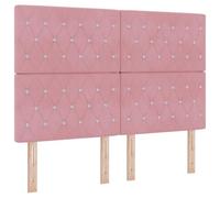 vidaXL Cabecero con Botón de Cristal Tufted Rosa 160 cm Terciopelo