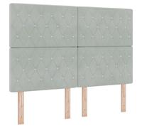 vidaXL Cabecero con Botones de Cristal y Diseño Tufted Gris Claro 160 cm Terciopelo