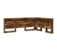 vidaXL Cabecero con Estante en Roble Ahumado, Madera ingeniosa, 150 x 200 cm, diseño en L, Amplio Espacio de Almacenamiento, Estilo Minimalista, Independiente, fácil de Montar, Superficie Duradera y