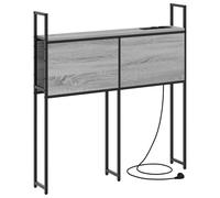 vidaXL Cabecero con Estante Gris Sonoma de 90 cm, Hecho de Madera ingenierizada y Acero. Tiene estación de Carga, con 2 Salidas de Corriente y Puertos USB Tipo A y C. Además, Cuenta con pies antidesl