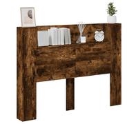 vidaXL Cabecero con Estante Roble Ahumado 140 x 16,5 x 103,5 cm, Armonía en la Cama: Cabezal Moderno, solución de Almacenamiento Elegante, iluminación Ambiental LED, Muebles funcionales para la Vida