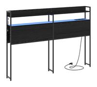 vidaXL Cabecero con Estante Roble Negro 135 cm Madera contrachapada, Muebles Modernos para el Dormitorio, cabeceros Elegantes, Almacenamiento práctico, Accesorios LED para Decoraciones Modernas