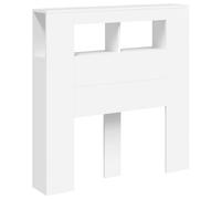 vidaXL Cabecero con LED, Cabecera con Almacenaje, Cabezal de Cama, Cabecero para Dormitorio, Madera de Ingeniería Blanco 100x18,5x103,5 cm