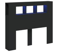 vidaXL Cabecero con LED, Cabecera con Almacenaje, Cabezal de Cama, Cabecero para Dormitorio, Madera de Ingeniería Negro 120x18,5x103,5 cm