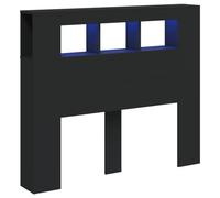 vidaXL Cabecero con LED, Cabecera con Almacenaje, Cabezal de Cama, Cabecero para Dormitorio, Madera de Ingeniería Negro 120x18,5x103,5 cm