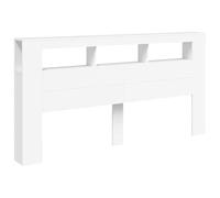 vidaXL Cabecero con LED, Cabecera con Almacenaje, Cabezal de Cama, Cabecero para Dormitorio, Madera de Ingeniería Blanco 200x18,5x103,5 cm