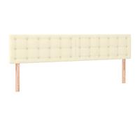 vidaXL Cabecero con LED Cabecero de Cama Cabezal Tapizado para Cama de Matrimonio Mueble Dormitorio Cuero Sintético Color Crema 160x5x78/88 cm