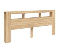 vidaXL Cabecero con LED, Cabezal de Almacenaje, Cabecero para Cama, Cabecero Estantes Dormitorio, Madera de Ingeniería Roble Sonoma 220x18,5x103,5 cm