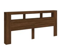 vidaXL Cabecero con LED, Cabezal de Almacenaje, Cabecero para Cama, Cabecero Estantes Dormitorio, Madera de Ingeniería Roble Marrón 220x18,5x103,5 cm