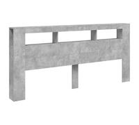 vidaXL Cabecero con LED, Cabezal de Almacenaje, Cabecero para Cama, Cabecero Estantes Dormitorio, Madera de Ingeniería Gris Hormigón 220x18,5x103,5 cm