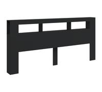 vidaXL Cabecero con LED, Cabezal de Almacenaje, Cabecero para Cama, Cabecero Estantes Dormitorio, Madera de Ingeniería Negro 220x18,5x103,5 cm