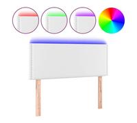 vidaXL Cabecero con Luces LED Cabecero de Cama Cabezal Tapizado para Cama Individual Mueble Dormitorio Interior Cuero Sintético Blanco 100x5x78/88 cm