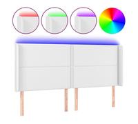 Vidaxl cabecero con led cuero sintético blanco 203x16x118/128 cm
