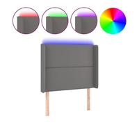 Vidaxl cabecero con led cuero sintético gris 103x16x118/128cm