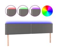 vidaXL Cabecero con Luces LED Cabecero de Cama Cabezal Tapizado para Cama de Matrimonio Mueble Dormitorio Cuero Sintético Gris 200x5x78/88 cm
