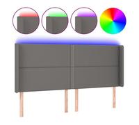 Vidaxl cabecero con led cuero sintético gris 203x16x118/128 cm