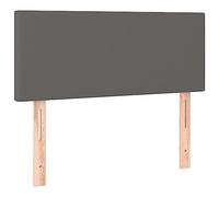 vidaXL Cabecero con Luces LED Cabecero de Cama Cabezal Tapizado para Cama Individual Mueble Dormitorio Interior Cuero Sintético Gris 90x5x78/88 cm