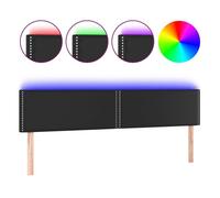 vidaXL Cabecero tapizado con luces LED para cama de matrimonio, cuero sintético negro 180x5x78/88 cm