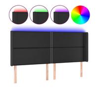 Vidaxl cabecero con led cuero sintético negro 203x16x118/128 cm