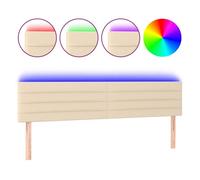 vidaXL Cabecero con Luces LED Cabecero de Cama Cabezal Tapizado para Cama de Matrimonio Mueble Dormitorio Interior Tela Color Crema 200x5x78/88 cm