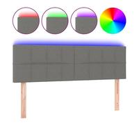 vidaXL Cabecero con Luces LED Cabecero de Cama Cabezal Tapizado para Cama de Matrimonio Mueble Dormitorio Interior Tela Gris Oscuro 144x5x78/88 cm
