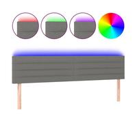 vidaXL Cabecero con Luces LED Cabecero de Cama Cabezal Tapizado para Cama de Matrimonio Mueble Dormitorio Interior Tela Gris Oscuro 160x5x78/88 cm