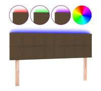 vidaXL Cabecero con Luces LED Cabecero de Cama Cabezal Tapizado para Cama de Matrimonio Mueble Dormitorio Interior Tela Marrón Oscuro 144x5x78/88 cm