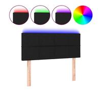 vidaXL Cabecero con Luces LED Cabecero de Cama Cabezal Tapizado para Cama Individual Mueble Dormitorio Interior Tela Negro 90x5x78/88 cm