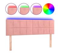 vidaXL Cabecero tapizado con luces LED para cama de matrimonio terciopelo rosa 144x5x78/88 cm