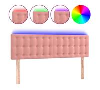 vidaXL Cabecero con Luces LED Cabecero de Cama Cabezal Tapizado para Cama de Matrimonio Mueble Dormitorio de Terciopelo Rosa 144x5x78/88 cm